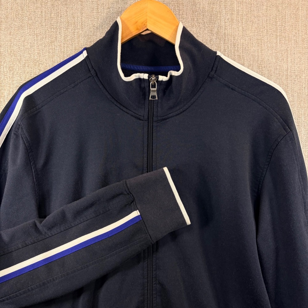 Banana Republic Mens Vintage (09) Navy Blue Full Zip Track Jacket LG Striped Slv - Picture 1 of 10